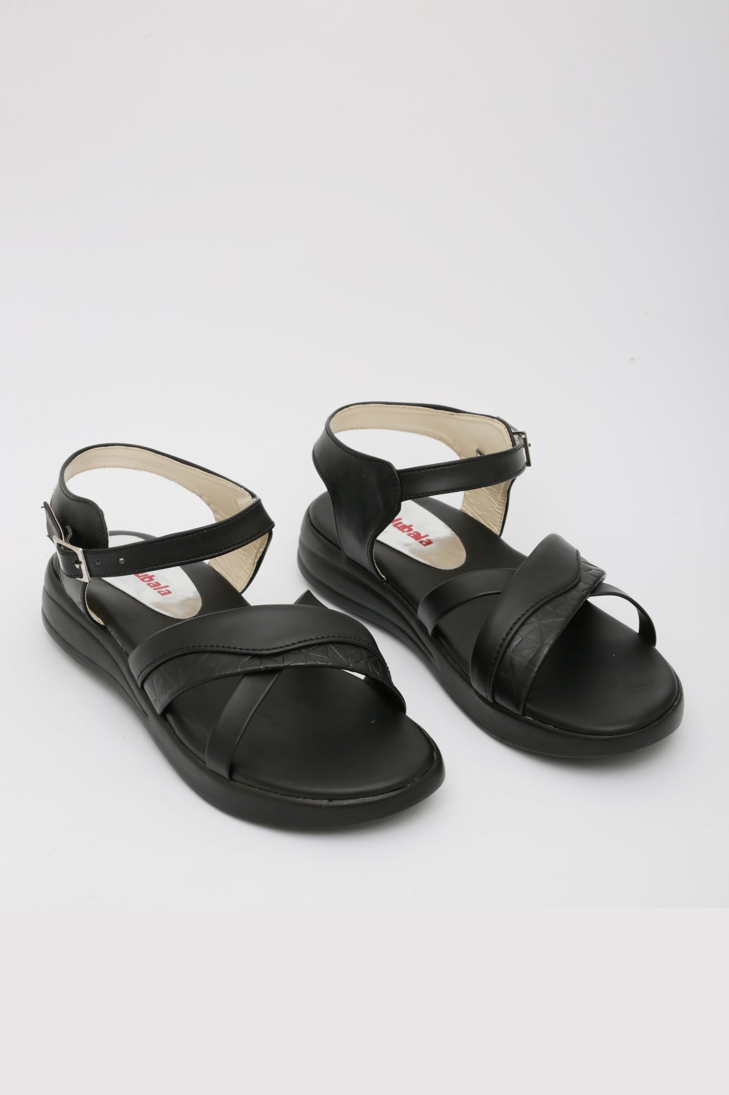black Wedge Pu Sandals