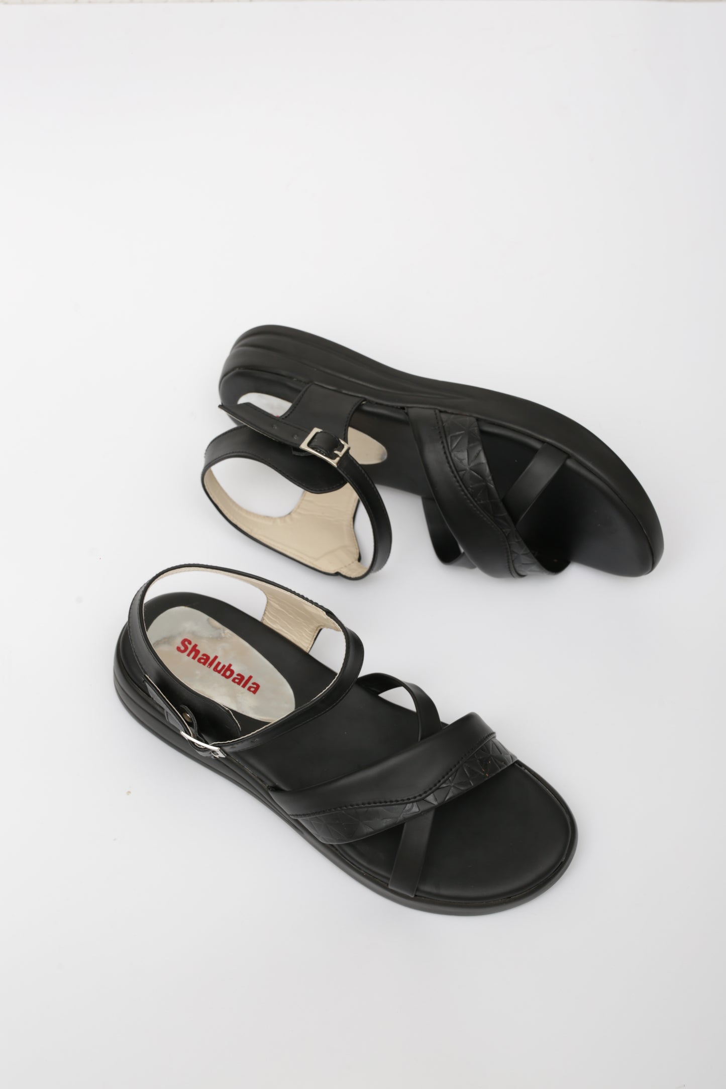 black Wedge Pu Sandals