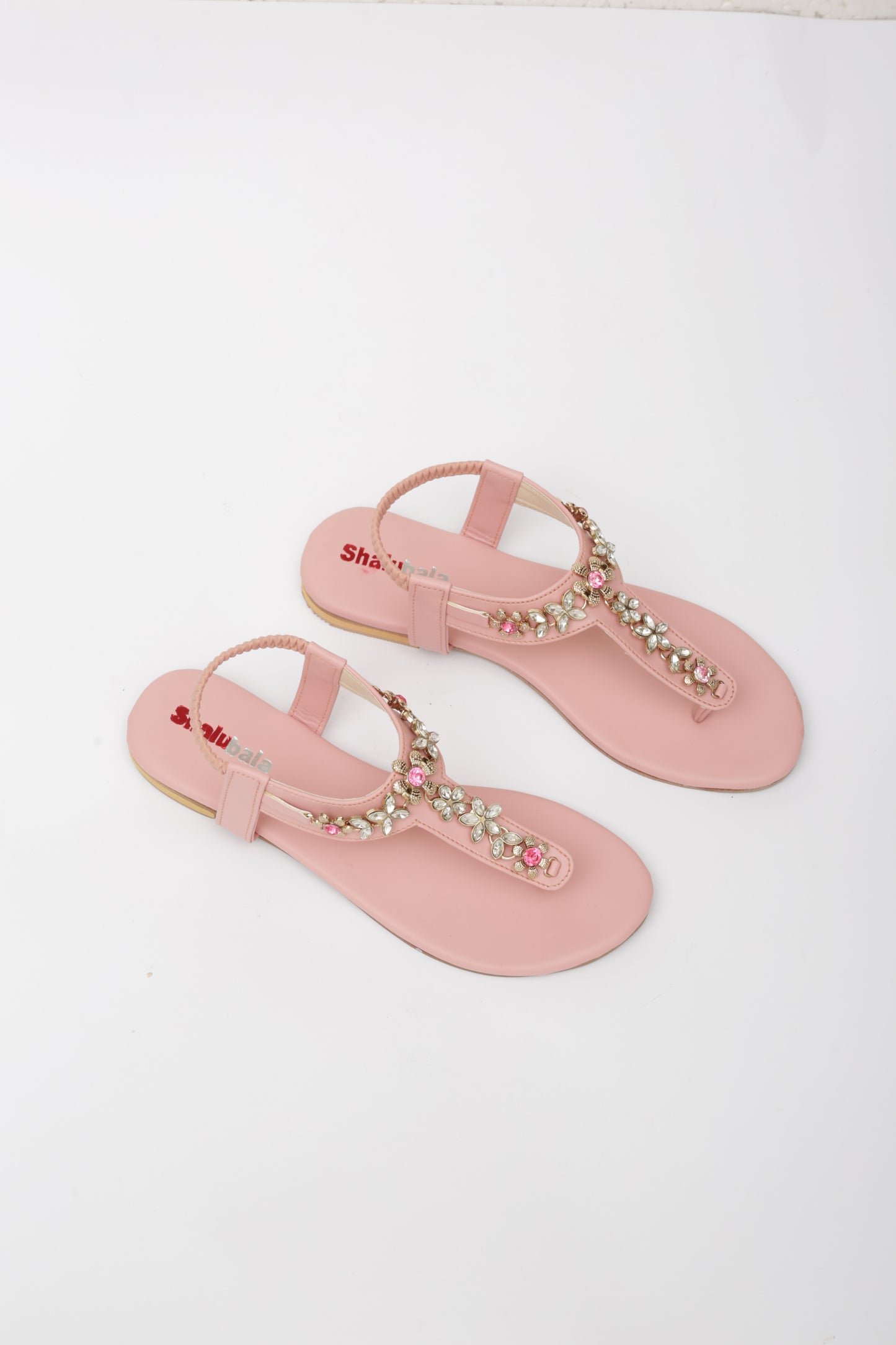 Pink Floral Flat Sandals