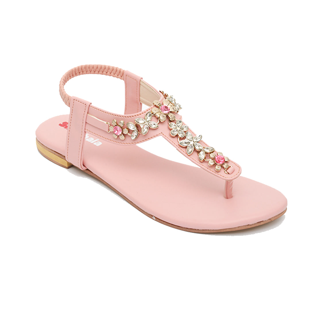 Pink Floral Flat Sandals