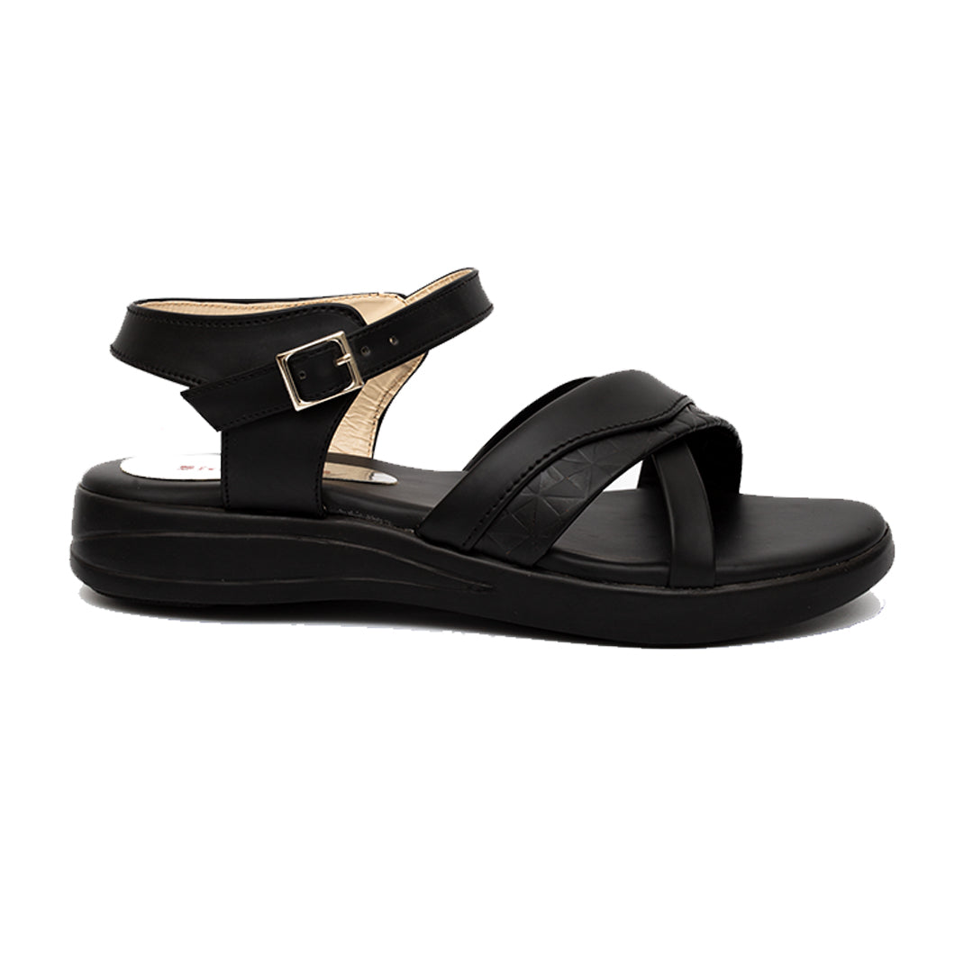 black Wedge Pu Sandals