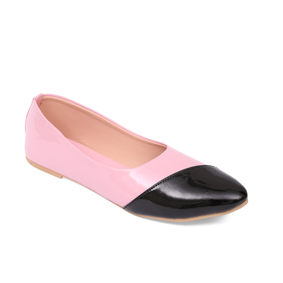 Glossy Pink Two-Tone Ballerinas