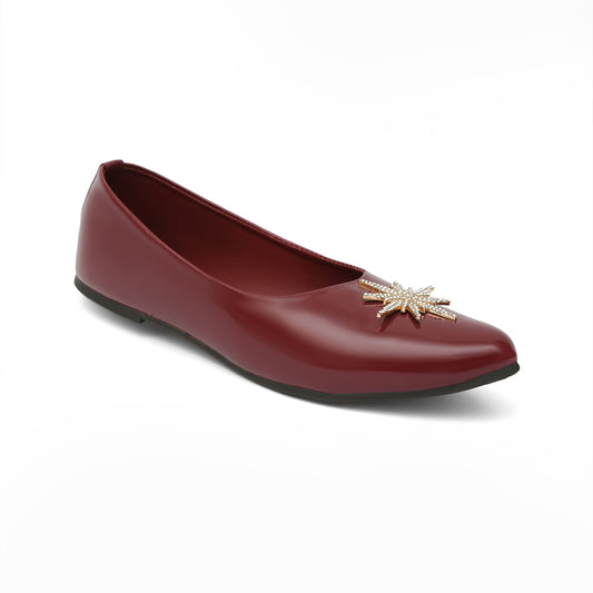 Burgundy Gloss Star-Embellished Pumps