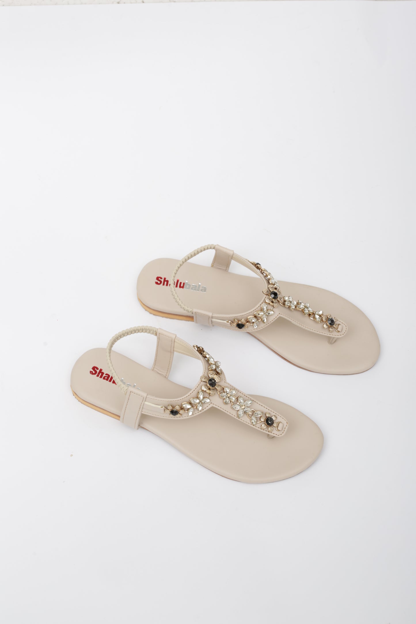 Beige Embellished flat Sandals