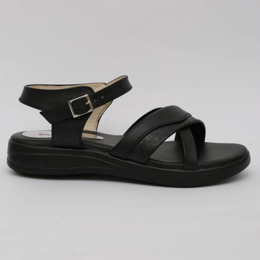 black Wedge Pu Sandals