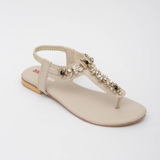 Beige Embellished flat Sandals