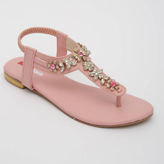Pink Floral Flat Sandals