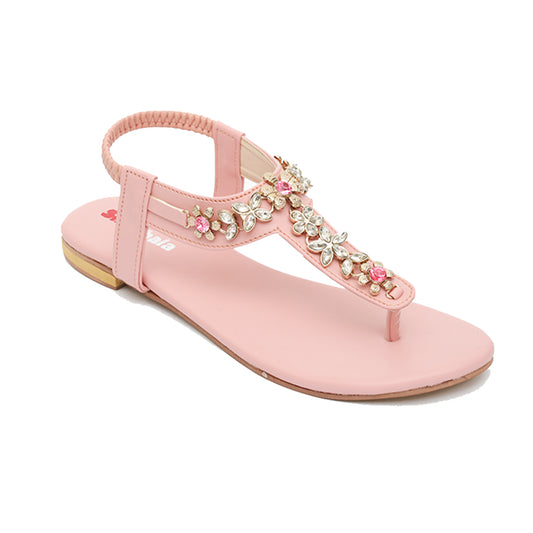 Pink Floral Flat Sandals