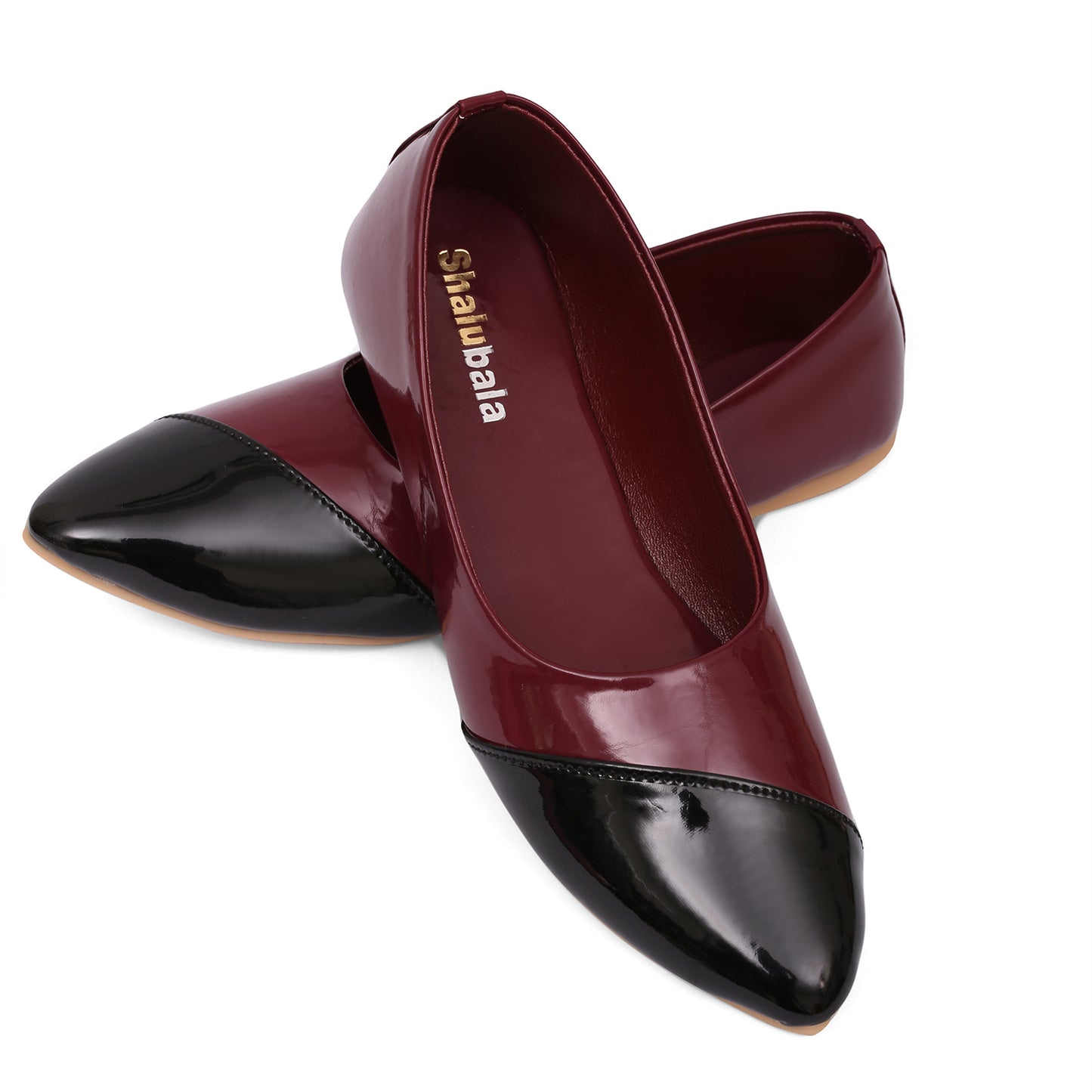 Glossy Maroon Two-Tone Ballerinas