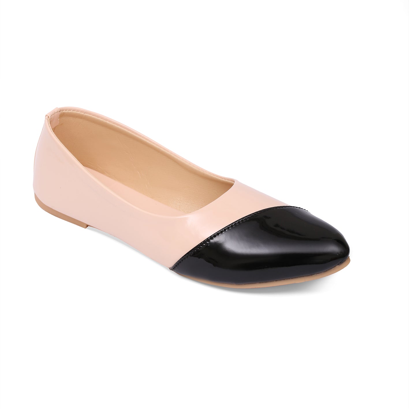 Glossy Fawn Two-Tone Ballerinas