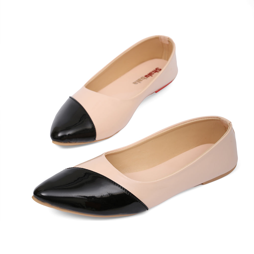 Glossy Fawn Two-Tone Ballerinas