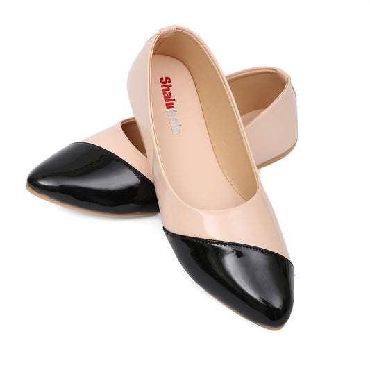 Glossy Fawn Two-Tone Ballerinas