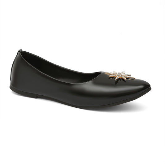 Black Gloss Star-Embellished Pumps